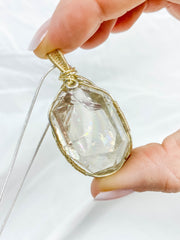 Enchanted Smoky Quartz Gold Wrapped Rainbow Pendant