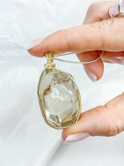 Enchanted Smoky Quartz Gold Wrapped Rainbow Pendant