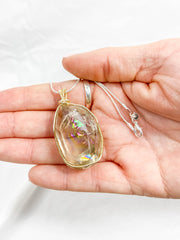 Enchanted Smoky Quartz Gold Wrapped Rainbow Pendant