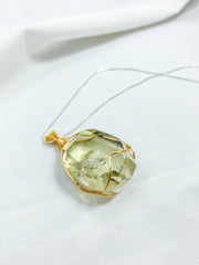 Enchanted Citrine Phantom Gold Wrapped Rainbow Pendant