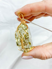 Enchanted Citrine Phantom Gold Wrapped Rainbow Pendant