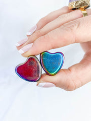 Magnetic Hematite Rainbow Hearts Pair