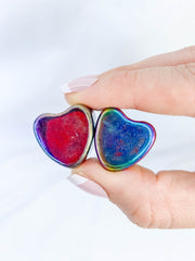 Magnetic Hematite Rainbow Hearts Pair
