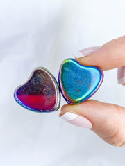 Magnetic Hematite Rainbow Hearts Pair