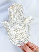 Hamsa Wooden Dish | White