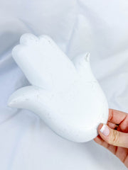 Hamsa Wooden Dish | White