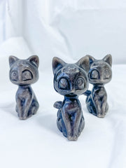 Obsidian Silver Sheen Luna Cat Sailor Moon Carving