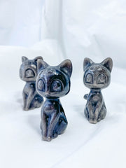 Obsidian Silver Sheen Luna Cat Sailor Moon Carving
