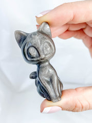 Obsidian Silver Sheen Luna Cat Sailor Moon Carving