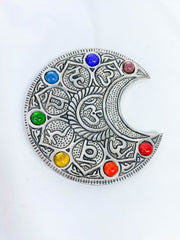 Chakra Moon Incense Holder Silver Plated