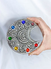 Chakra Moon Incense Holder Silver Plated