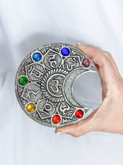 Chakra Moon Incense Holder Silver Plated