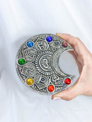 Chakra Moon Incense Holder Silver Plated