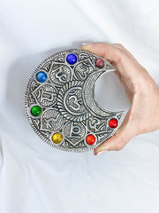 Chakra Moon Incense Holder Silver Plated