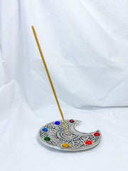 Chakra Moon Incense Holder Silver Plated