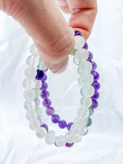 Peace Bracelet Set | Amethyst + Fluorite + Clear Quartz