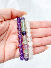 Peace Bracelet Set | Amethyst + Fluorite + Clear Quartz