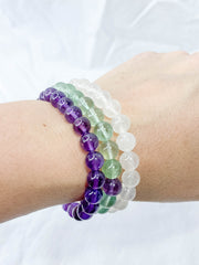 Peace Bracelet Set | Amethyst + Fluorite + Clear Quartz