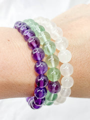 Peace Bracelet Set | Amethyst + Fluorite + Clear Quartz