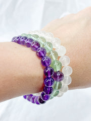 Peace Bracelet Set | Amethyst + Fluorite + Clear Quartz