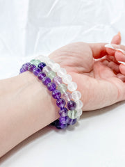 Peace Bracelet Set | Amethyst + Fluorite + Clear Quartz