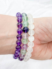 Peace Bracelet Set | Amethyst + Fluorite + Clear Quartz