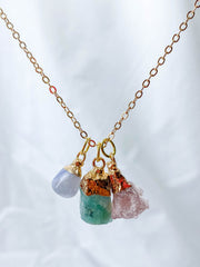 Love Necklace Trio | Purple Agate + Amazonite + Strawberry Quartz