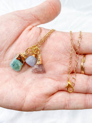 Love Necklace Trio | Purple Agate + Amazonite + Strawberry Quartz