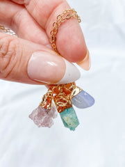 Love Necklace Trio | Purple Agate + Amazonite + Strawberry Quartz