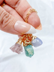 Love Necklace Trio | Purple Agate + Amazonite + Strawberry Quartz