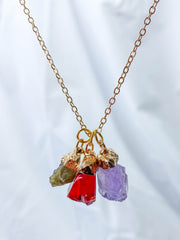 Balance Necklace Trio | Labradorite + Amethyst + Red Quartz