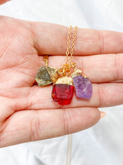 Balance Necklace Trio | Labradorite + Amethyst + Red Quartz