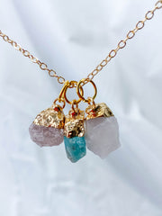 Friendship Necklace Trio | Rose Quartz + Strawberry Quartz + Amazonite