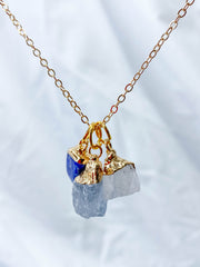 Strength Necklace Trio | Lapis Lazuli + Clear Quartz + Aquamarine