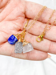 Strength Necklace Trio | Lapis Lazuli + Clear Quartz + Aquamarine