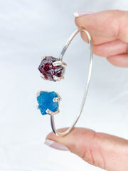 Apatite and Garnet Natural Cuff Bracelet