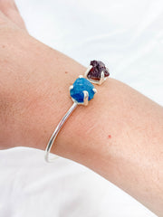 Apatite and Garnet Natural Cuff Bracelet