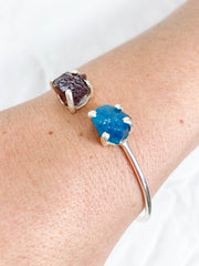 Apatite and Garnet Natural Cuff Bracelet