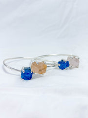 Apatite and Rose Quartz Natural Cuff Bracelet