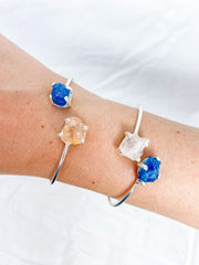 Apatite and Rose Quartz Natural Cuff Bracelet