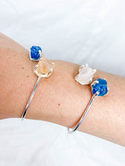 Apatite and Rose Quartz Natural Cuff Bracelet