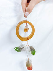 Abundance Amulet Citrine and Macaw Feather
