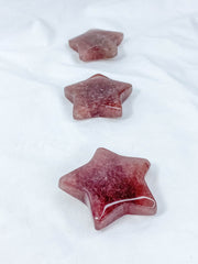 Strawberry Quartz Star Carving | Large