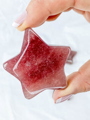 Strawberry Quartz Star Carving | Large