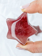 Strawberry Quartz Star Carving | Large