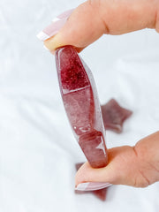 Strawberry Quartz Star Carving | Large