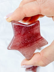 Strawberry Quartz Star Carving | Large