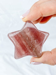 Strawberry Quartz Star Carving | Large
