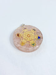 Rose Quartz Merkaba Orgonite Pendant Black Cord