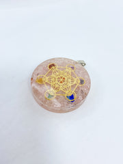 Rose Quartz Merkaba Orgonite Pendant Black Cord